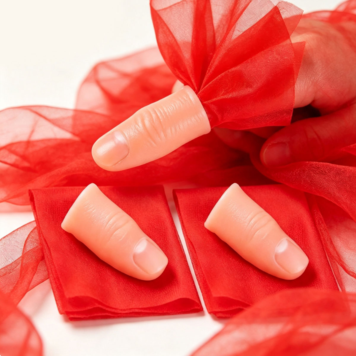 Thumb Tip Magic Trick Set - 3Set Scarf-Vanish Thumb Tip Magic Set
