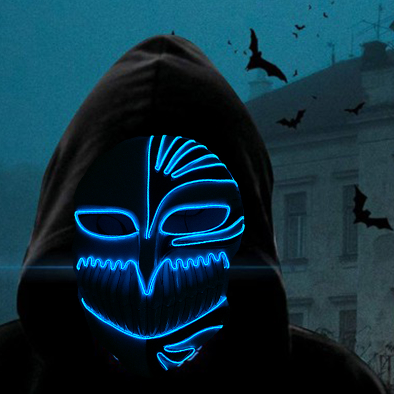 Masker Anime Cosplay Bercahaya - Led Purge Mask Halloween ulasan dan harga