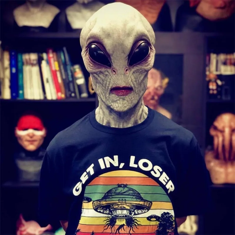 Topi Alien Kostum Halloween ya - Latex Alien Mask Realistic ulasan dan harga